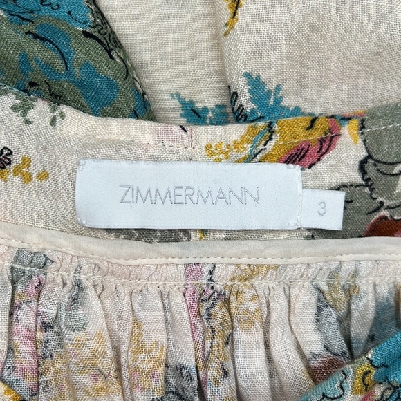 Zimmermann Clover Halter Midi Shirt Dress In Honey Peony Floral Size AU 3, US 10 - Picture 4 of 13